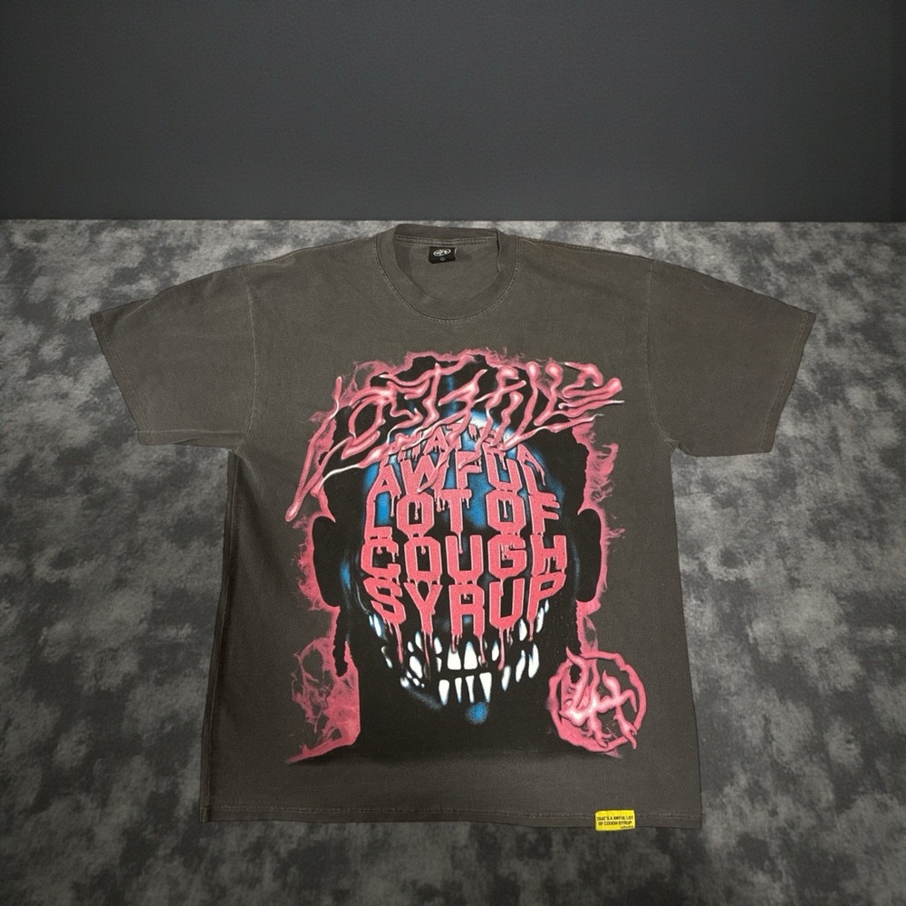 Lost Hills x Cough Syrup Head Tee Grey (LARGE)